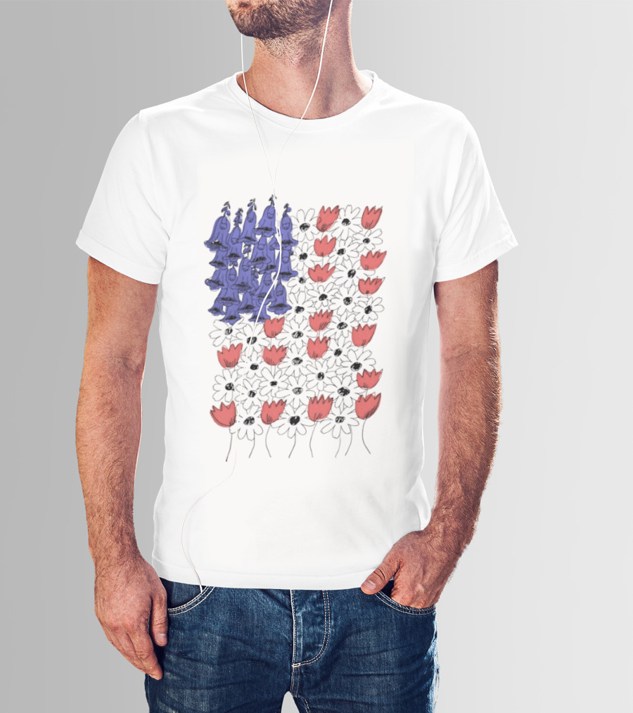 Fourth Of July Foxglove Daisy Tulip Subtle F Trump USA 250 Birthday T-Shirt