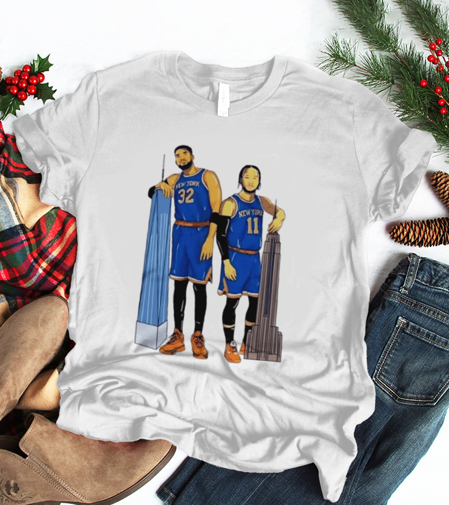 New York Knicks Jalen Brunson Karl Anthony Towns Skyline T-Shirt
