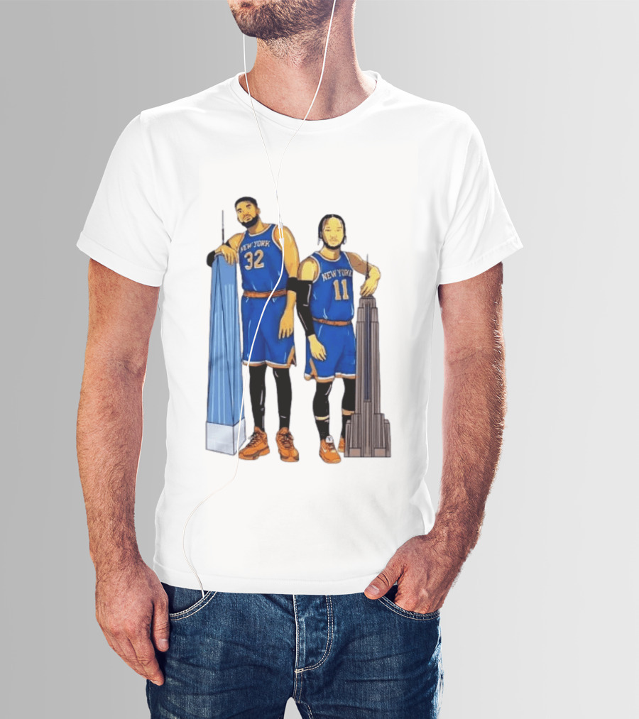 New York Knicks Jalen Brunson Karl Anthony Towns Skyline T-Shirt