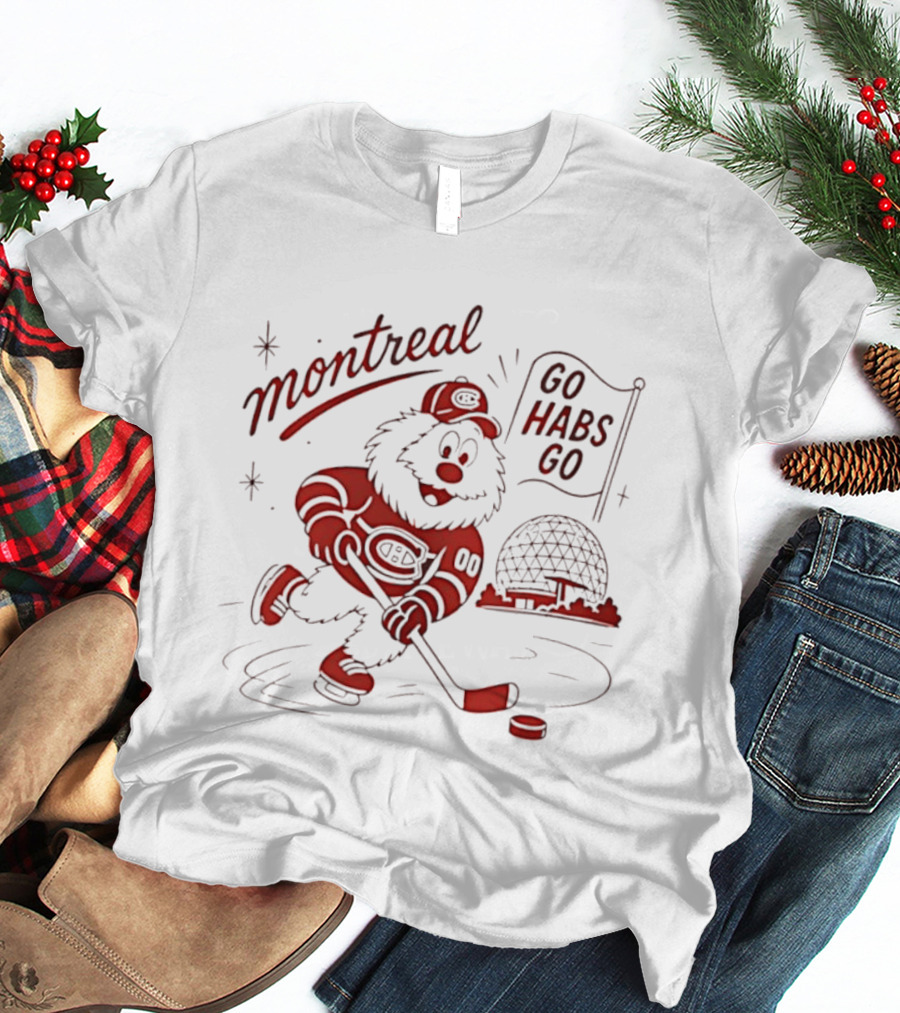 Montreal Canadiens Skating Mascot Go Habs Go Biosphere Montreal T-Shirt