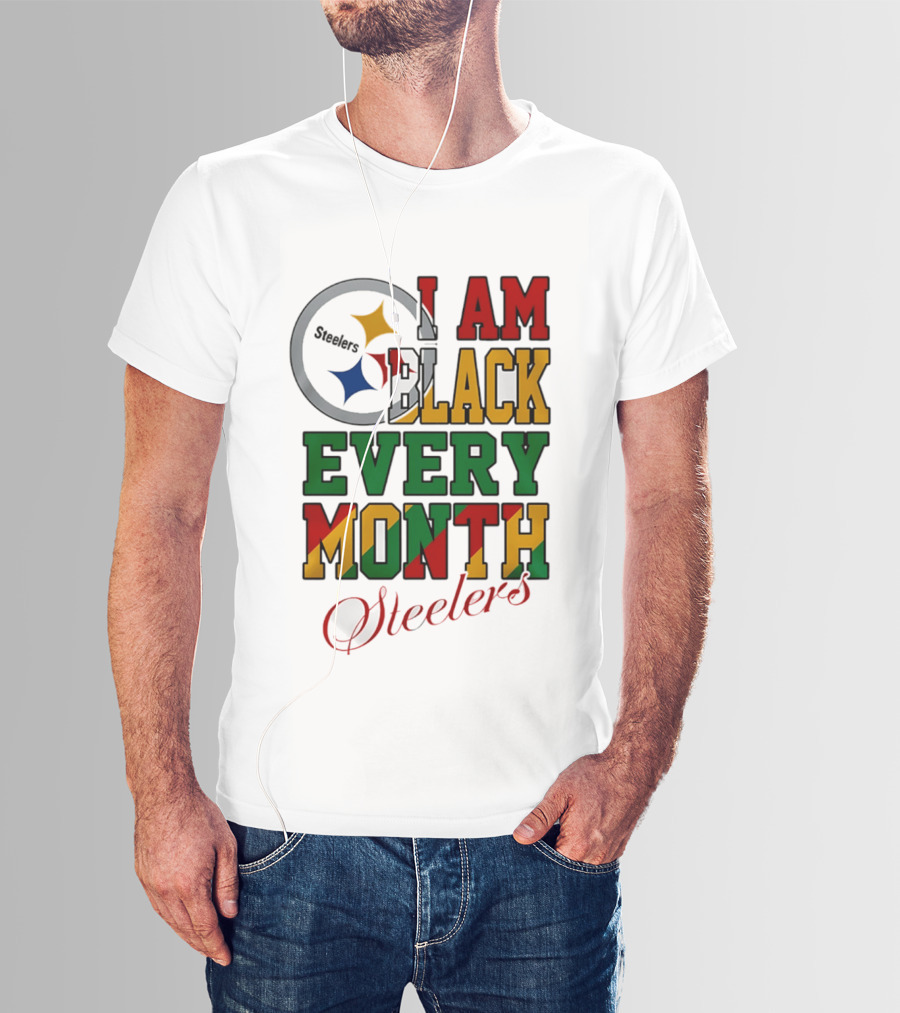 I Am Black Every Month Steelers Juneteenth T-Shirt