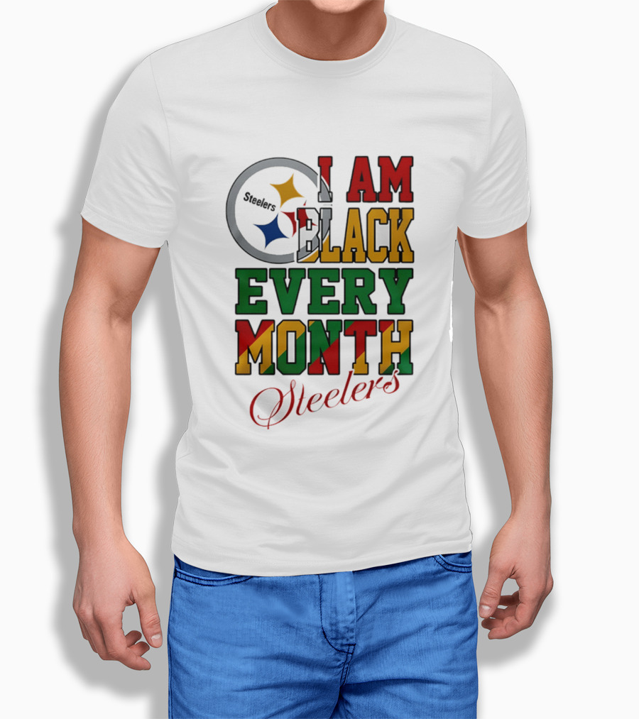 I Am Black Every Month Steelers Juneteenth T-Shirt