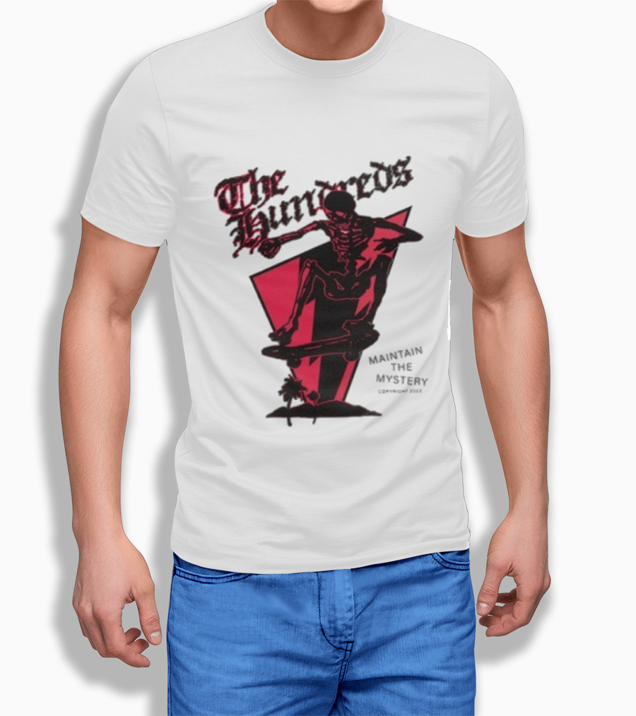 The Hundreds Skeleton Skateboard Maintain The Mystery Skull Mountain 2023 T-Shirt