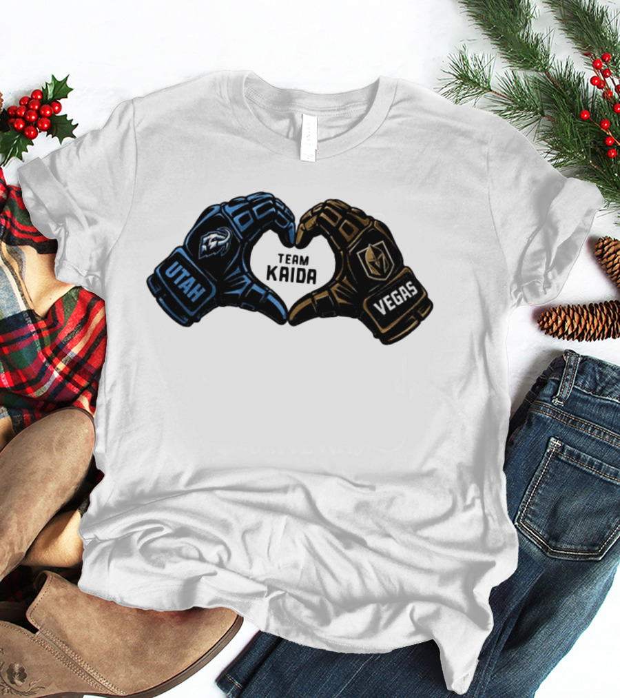 Utah Mammoth Vegas Golden Knights Team Kaida Heart Hands T-Shirt