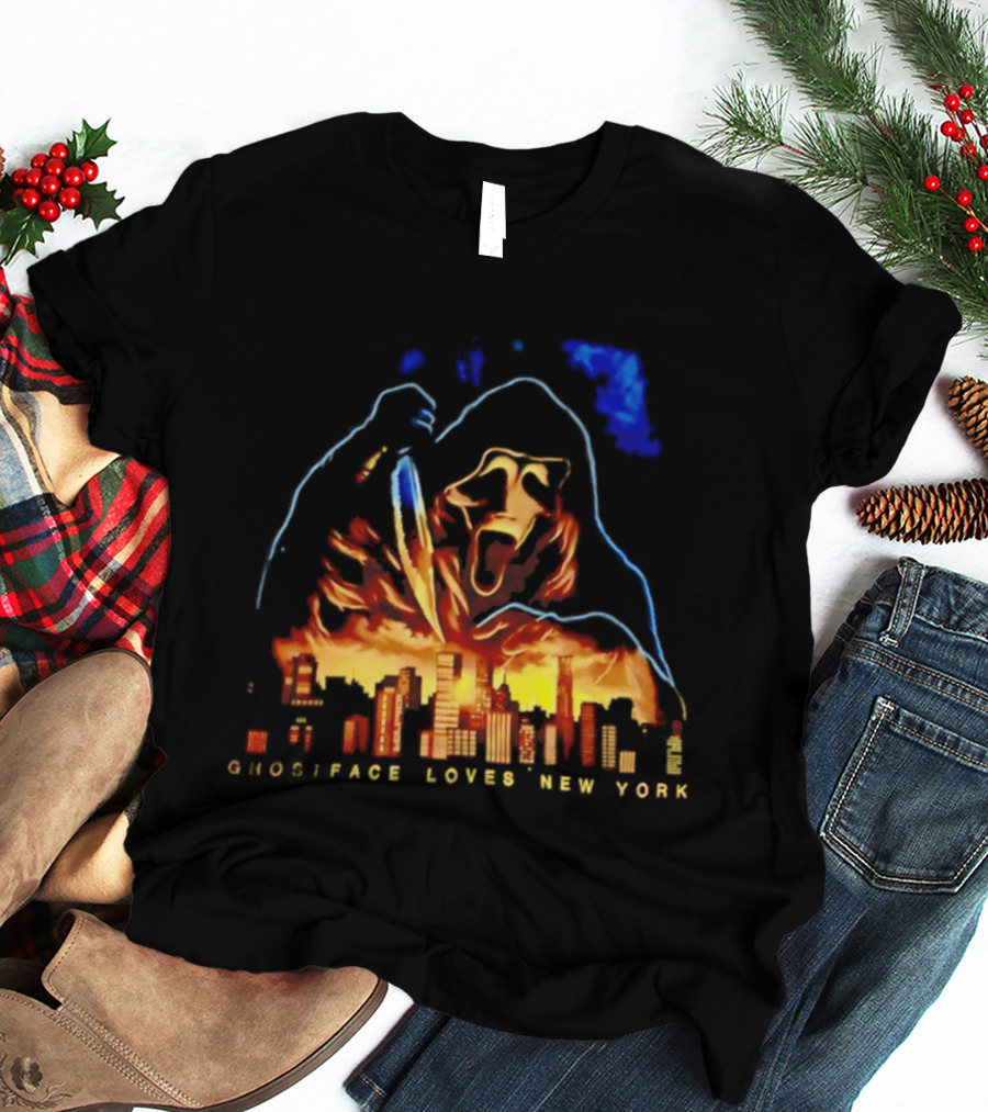 Ghostface Loves New York City Skyline Scream Urban Horror T-Shirt