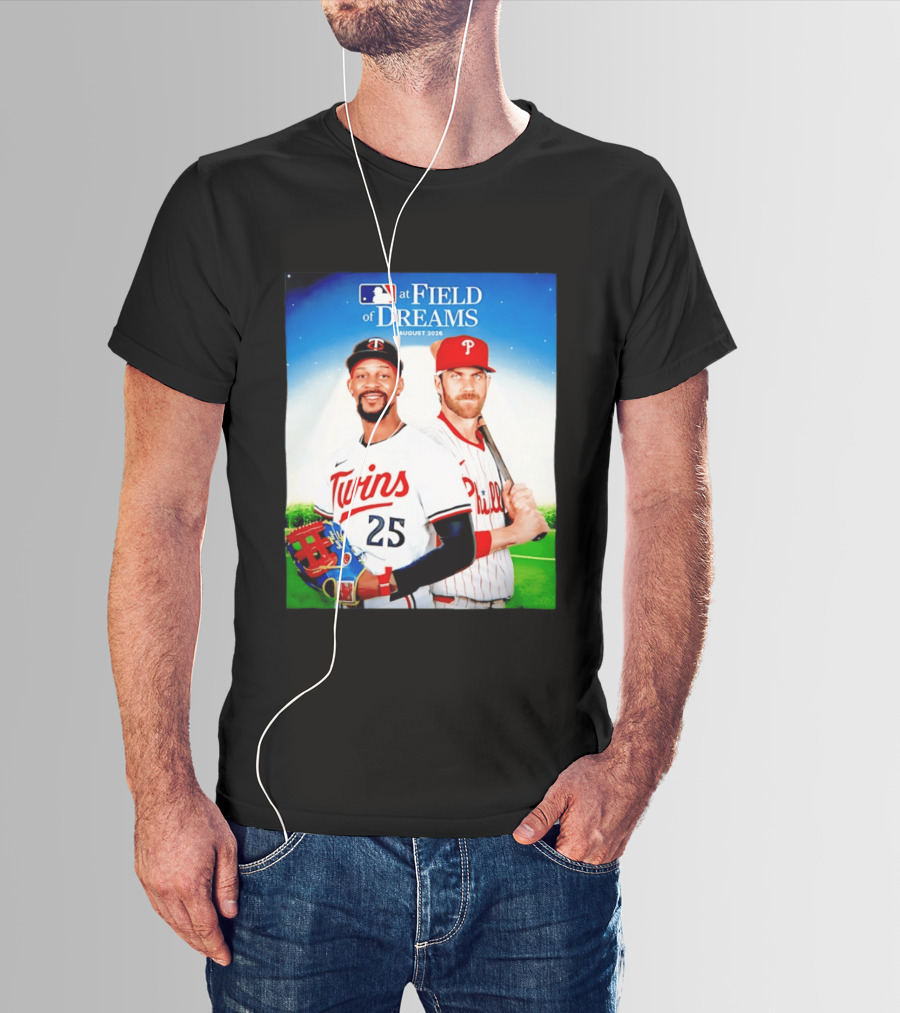 Twins Buxton Vs Phillies Harper MLB At Field Of Dreams August 2026 T-Shirt