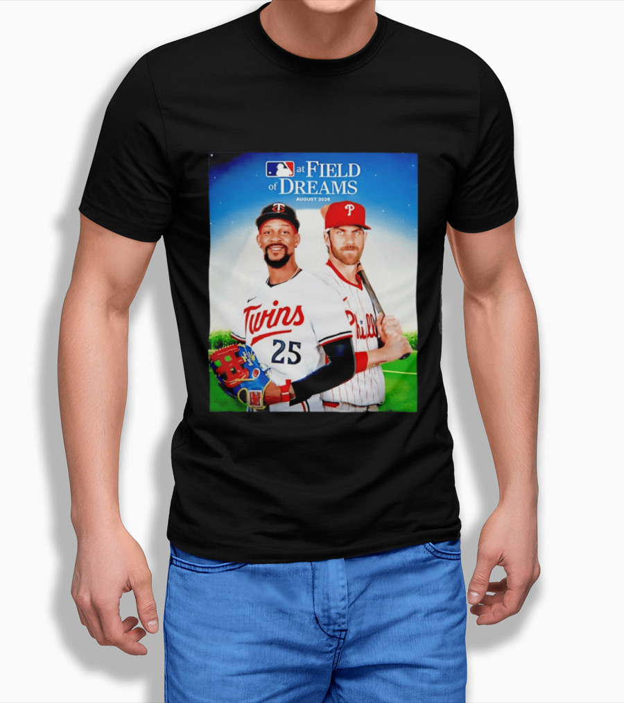 Twins Buxton Vs Phillies Harper MLB At Field Of Dreams August 2026 T-Shirt