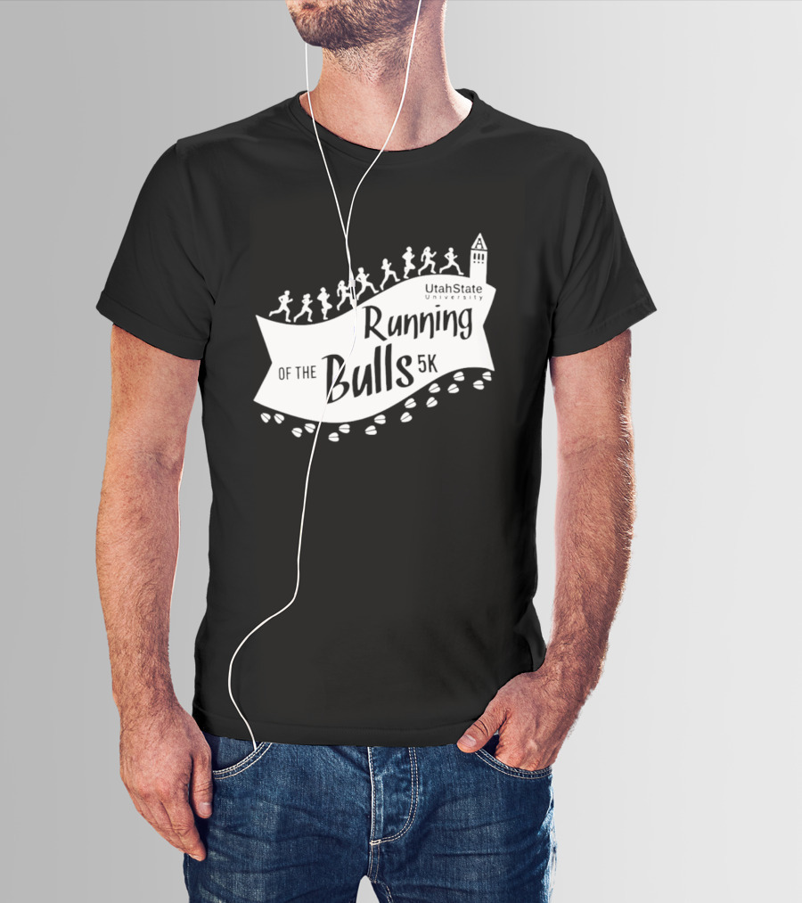 Utah State Running Of The Bulls 5K Event With Runners And Tower T-Shirt