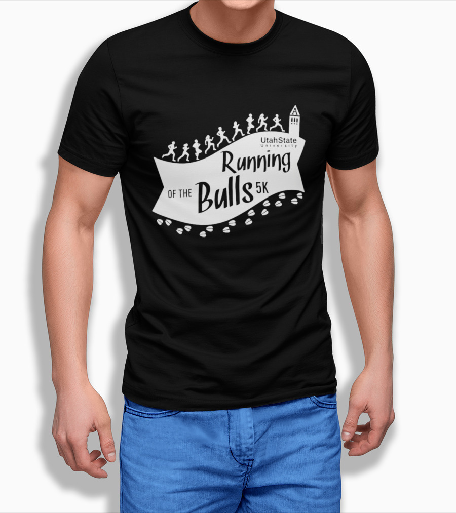 Utah State Running Of The Bulls 5K Event With Runners And Tower T-Shirt