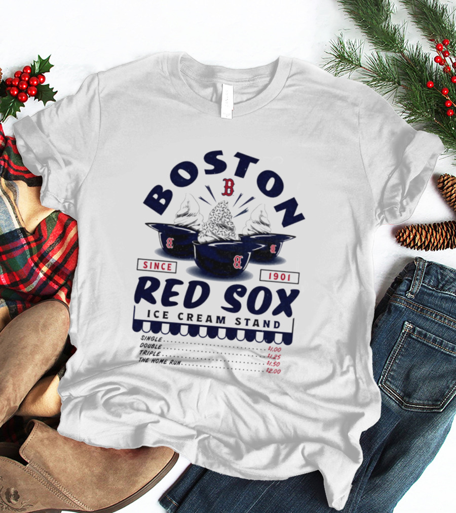 Boston Red Sox Ice Cream Stand Since 1901 Single Double Triple Home Run T-Shirt