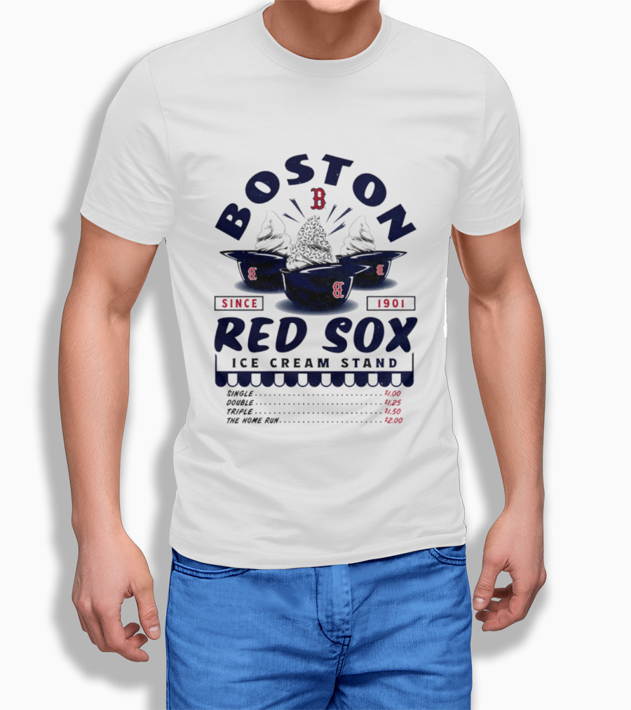 Boston Red Sox Ice Cream Stand Since 1901 Single Double Triple Home Run T-Shirt