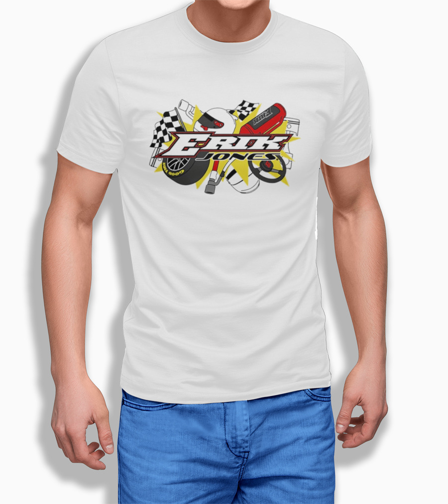 Erik Jones NASCAR Goodyear Racing EROK Motorsports Flags Tire Helmet Steering Wheel T-Shirt