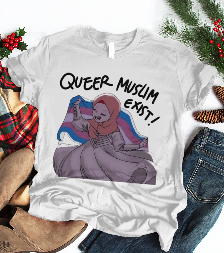 Queer Muslim Exist Transgender Flag Hijab Representation T-Shirt