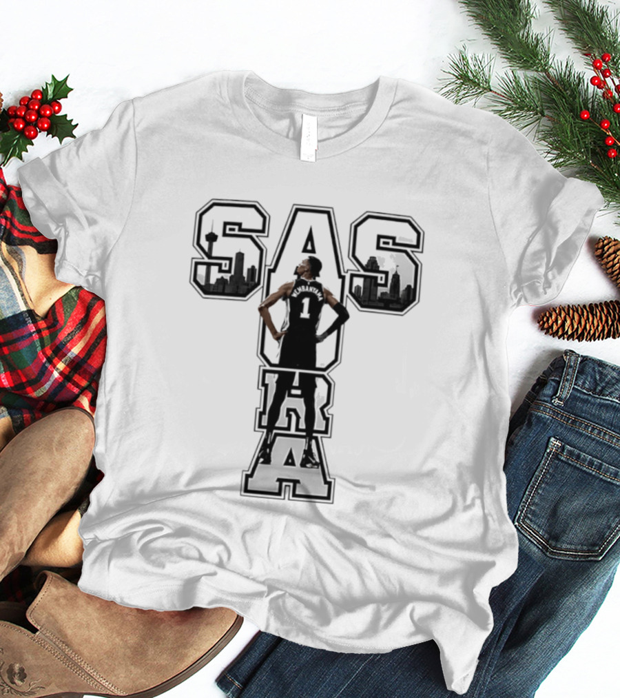 San Antonio SAS Aura Victor Wembanyama Basketball Skyline T-Shirt