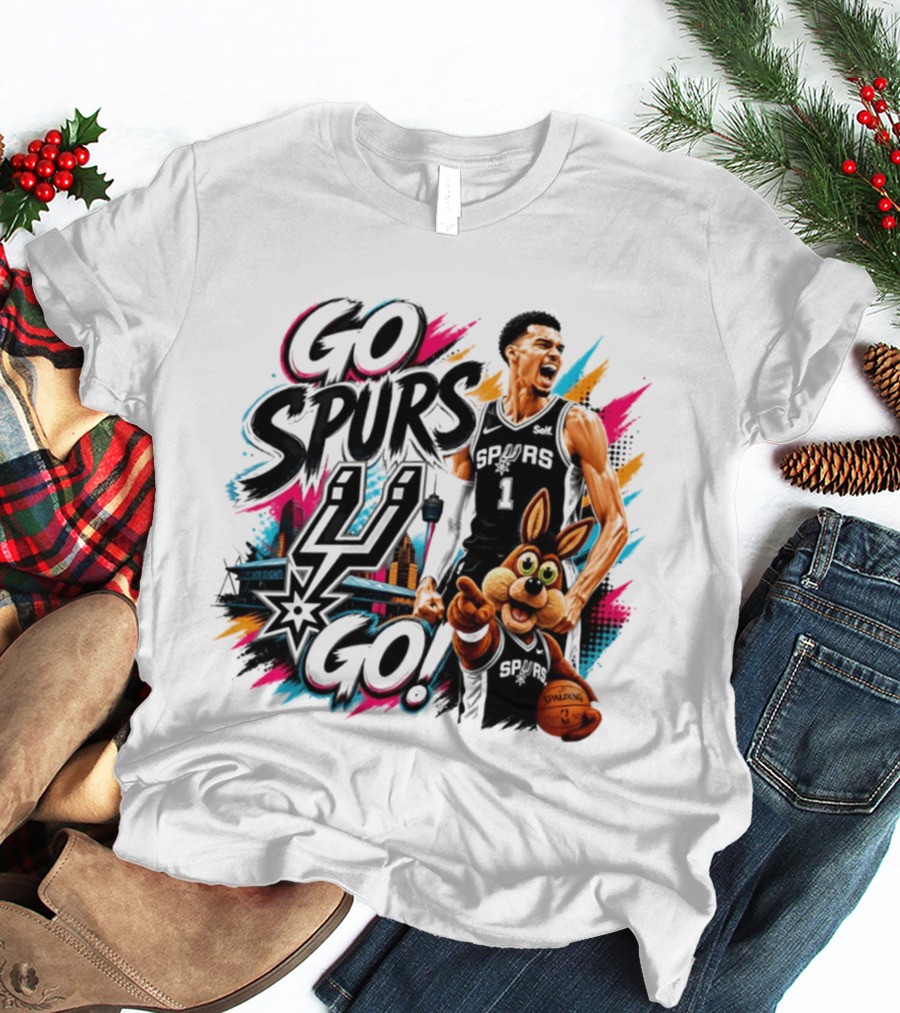 Go Spurs Go San Antonio Spurs Victor Wembanyama City Skyline T-Shirt