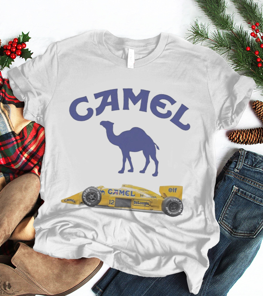 Camel F1 Racing Car With Camel Logo And Elf Branding T-Shirt