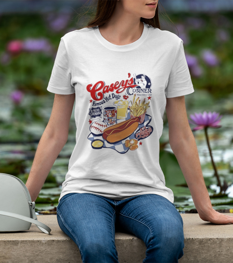 Casey's Corner Famous Hot Dogs Main Street USA Baseball Player Snacks T-Shirt