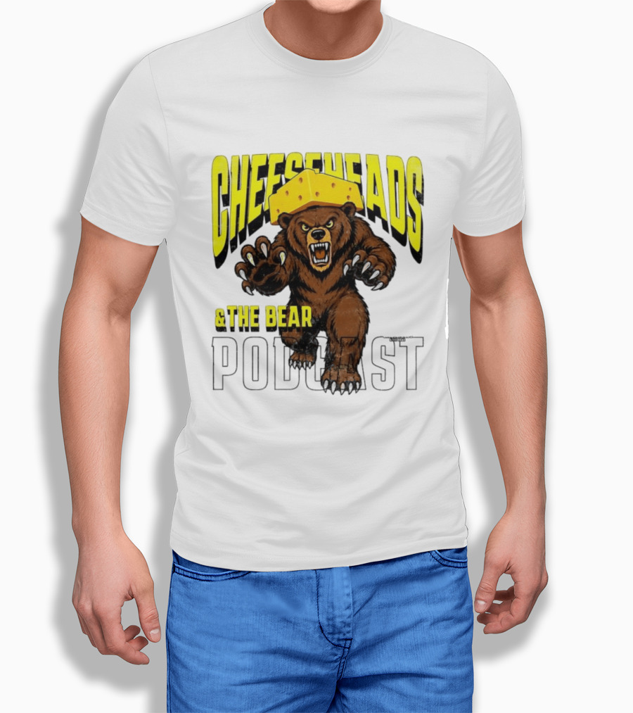 Cheeseheads And The Bear Podcast Bold Cheese Hat Grizzly T-Shirt