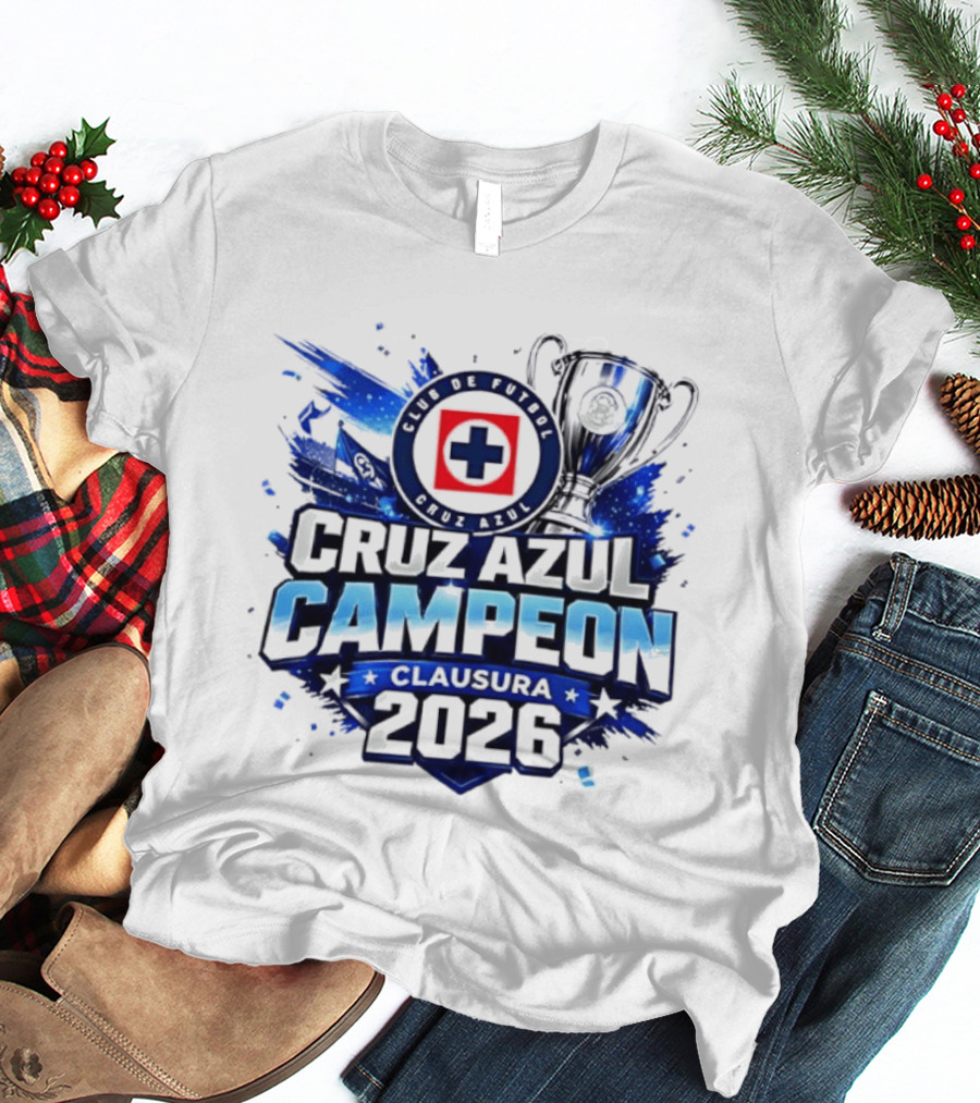 Cruz Azul Campeon Clausura 2026 Trophy Celebration T-Shirt
