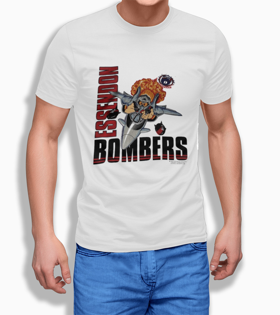 Essendon Bombers Fighter Jet Character Vintage 1992 T-Shirt