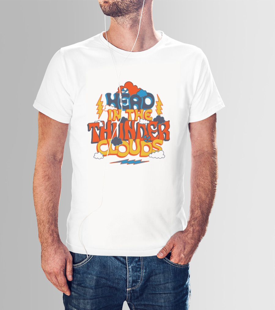 Head In The Thunder Clouds Basketball Lightning Thunderstorms T-Shirt