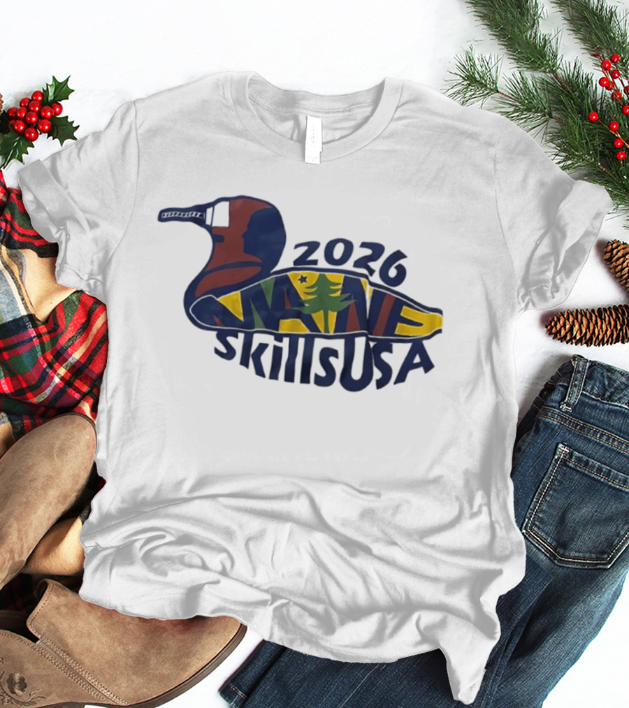 Maine 2026 SkillsUSA Loon Silhouette With State Flag T-Shirt