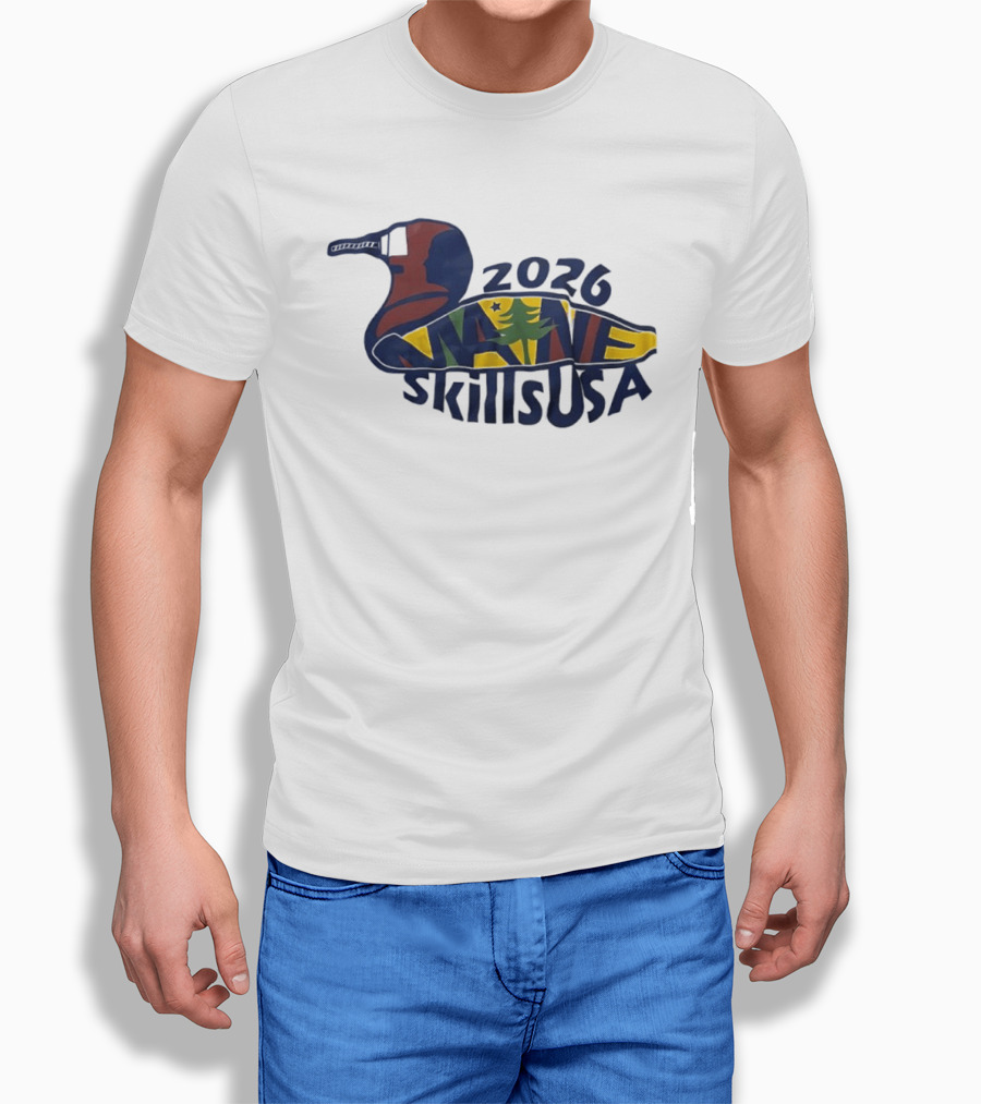 Maine 2026 SkillsUSA Loon Silhouette With State Flag T-Shirt