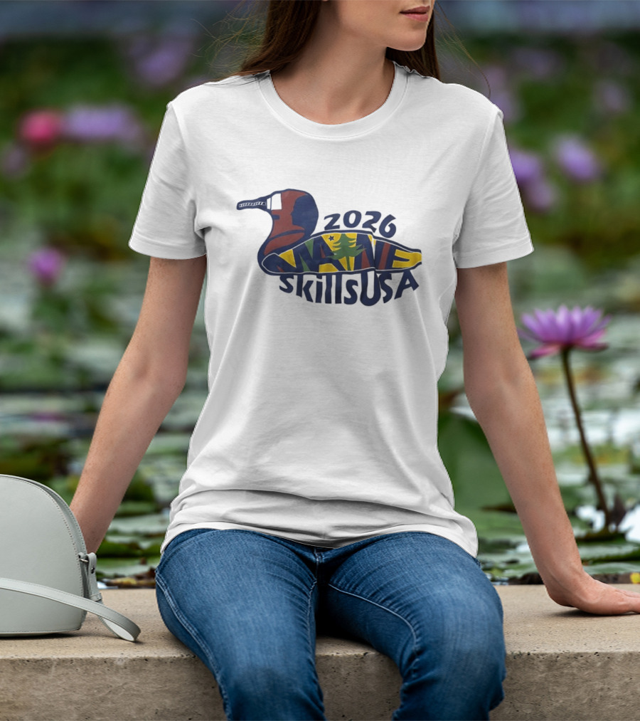 Maine 2026 SkillsUSA Loon Silhouette With State Flag T-Shirt