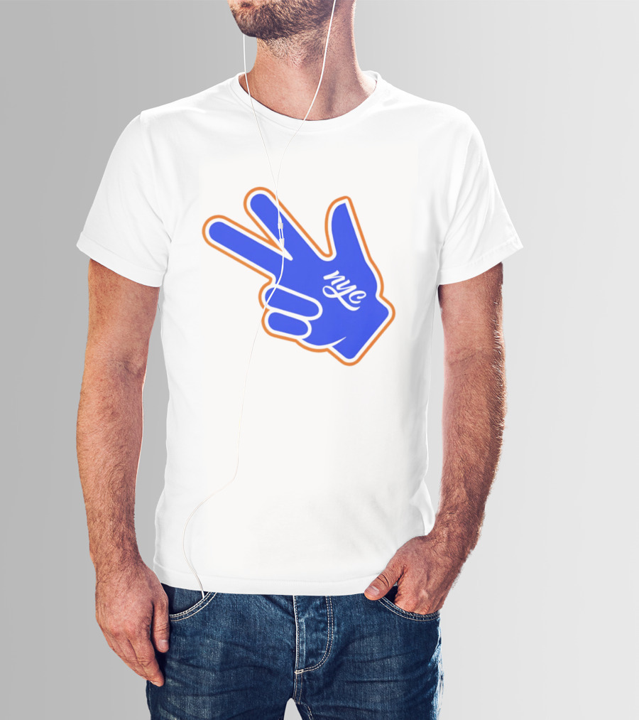 New York Knicks NYC Basketball Peace Sign Three Pointer T-Shirt