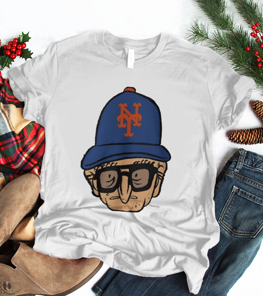 Old Jewish Men Big Head Caricature Mets Cap T-Shirt