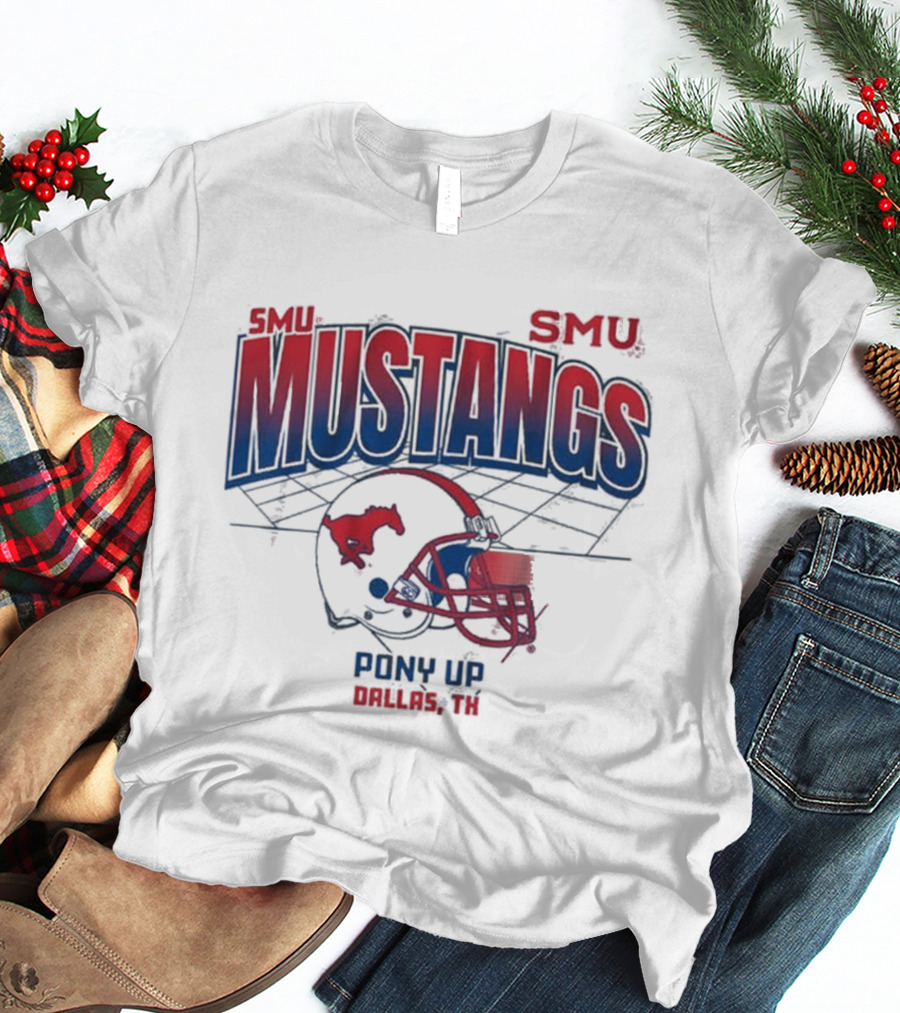 SMU Mustangs Pony Up Dallas Texas Football Helmet T-Shirt