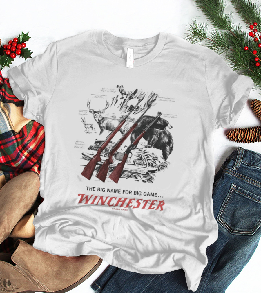 The Big Name For Big Game Winchester Heavyweight Three Rifles T-Shirt