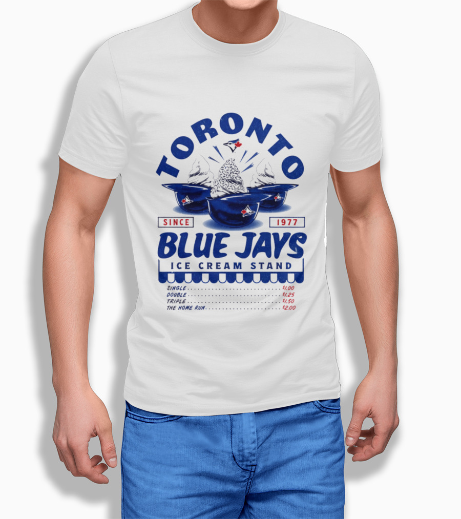 Toronto Blue Jays Ice Cream Stand Since 1977 Single Double Triple Home Run Prices T-Shirt