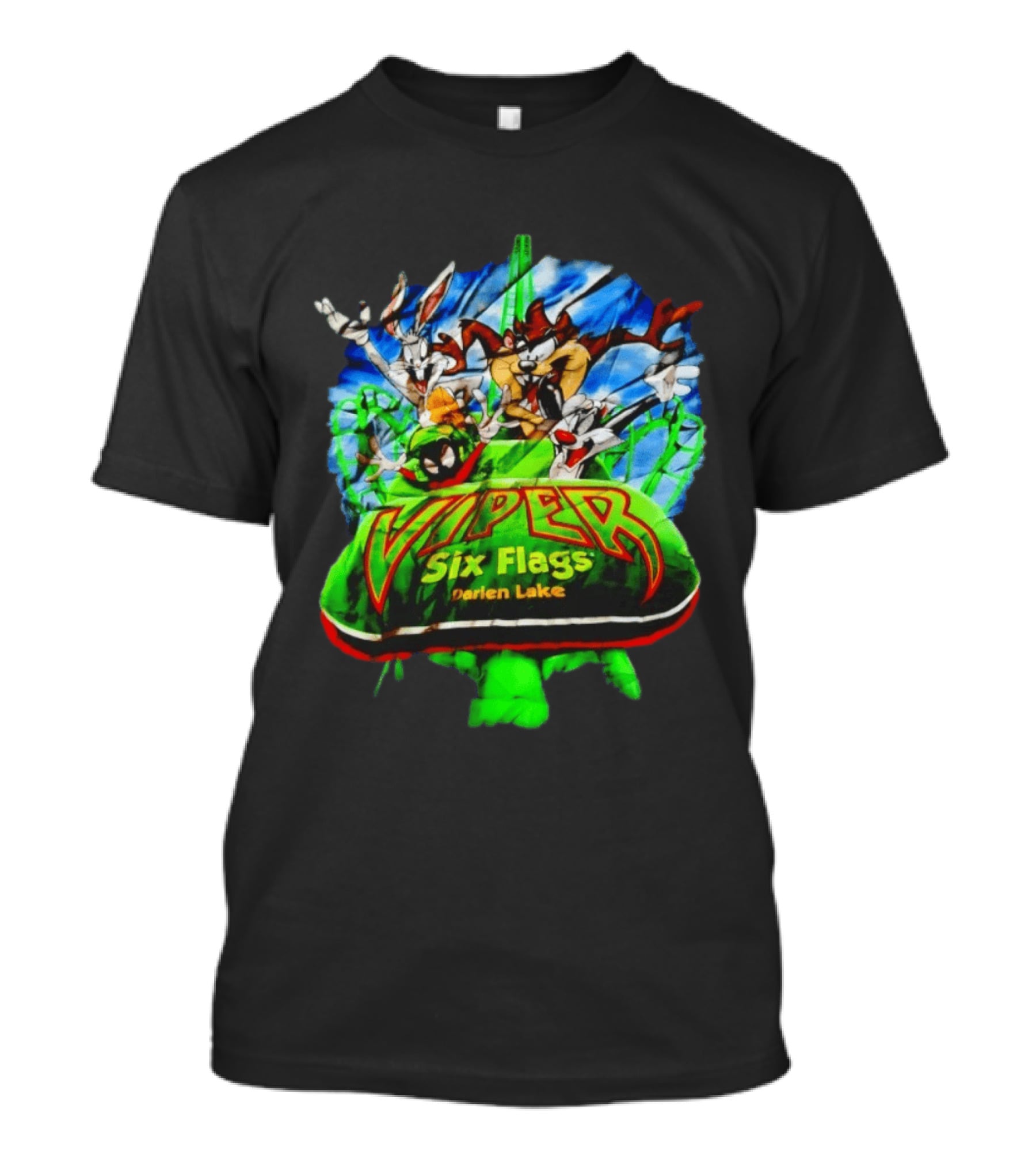 Viper Six Flags Darien Lake Looney Tunes Bugs Bunny Taz Sylvester T-Shirt