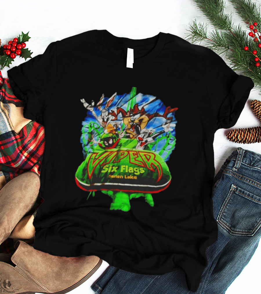 Viper Six Flags Darien Lake Looney Tunes Bugs Bunny Taz Sylvester T-Shirt