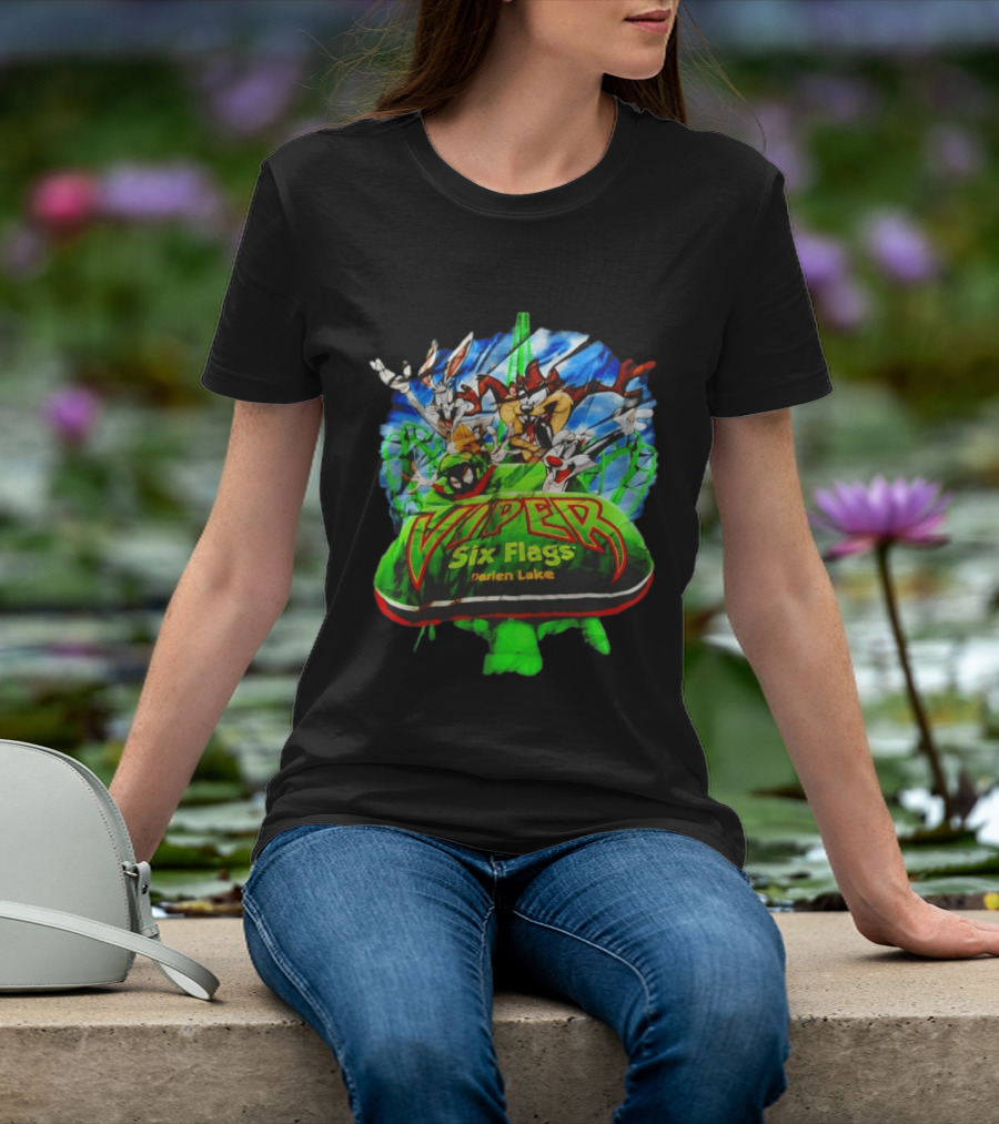 Viper Six Flags Darien Lake Looney Tunes Bugs Bunny Taz Sylvester T-Shirt