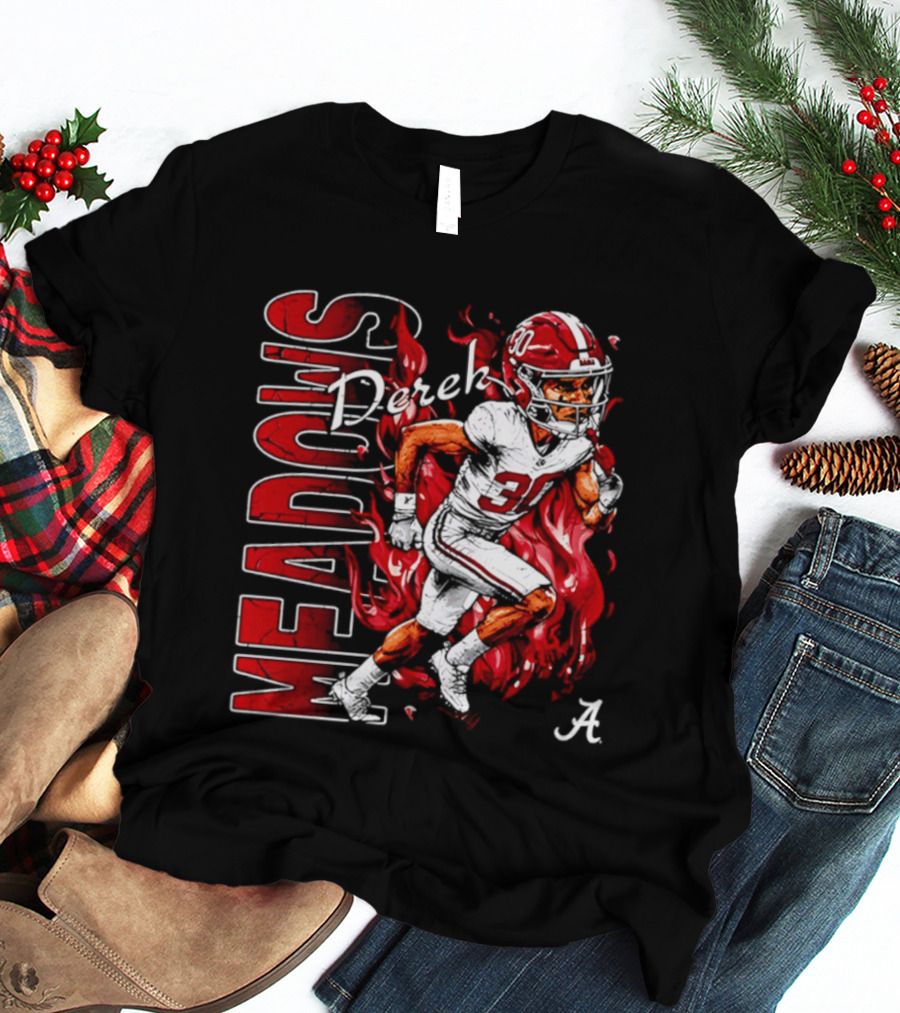Derek Meadows Alabama Football NCAA Caricature Crimson Tide Player No. 30 T-Shirt