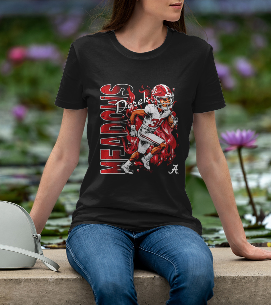 Derek Meadows Alabama Football NCAA Caricature Crimson Tide Player No. 30 T-Shirt