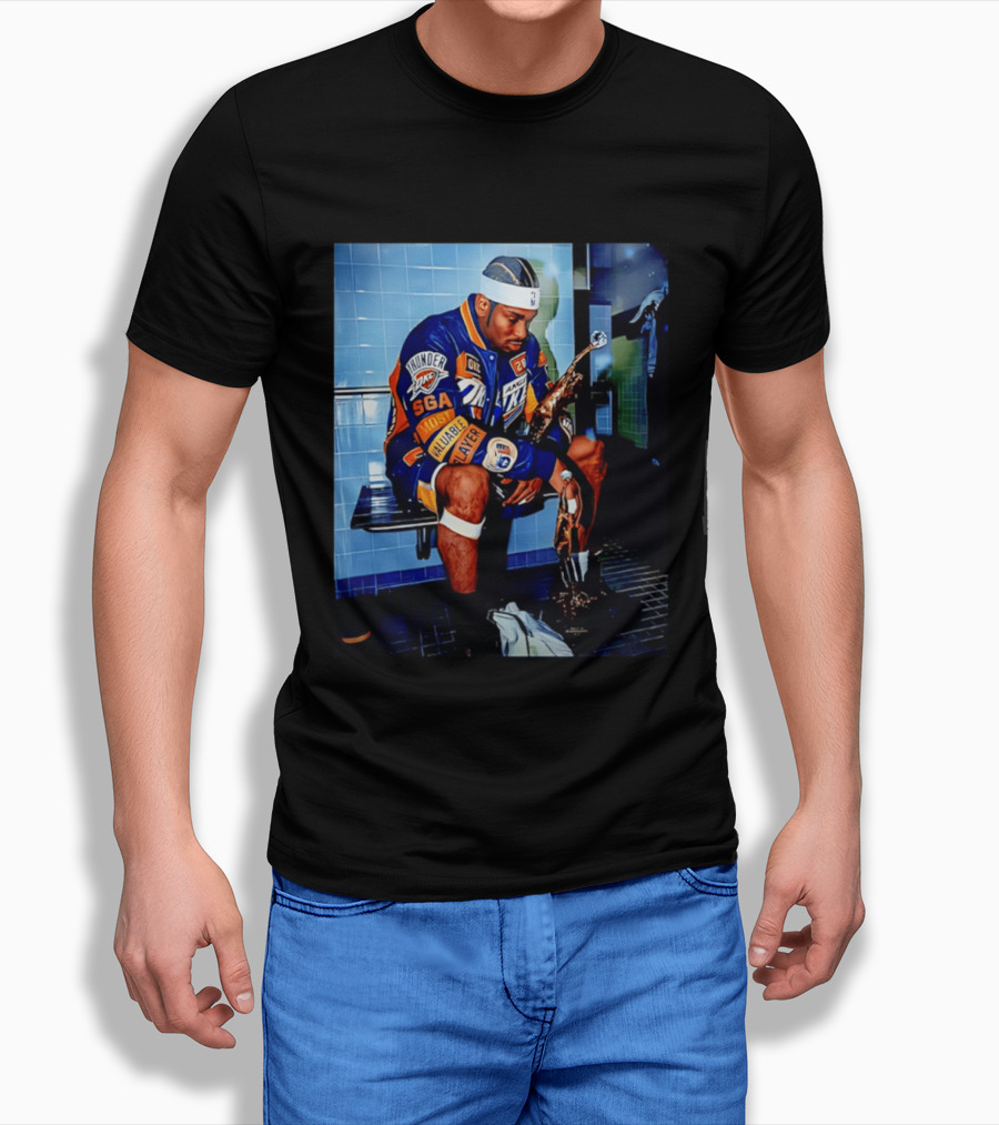 OKC Thunder Shai Gilgeous Alexander Back 2 Back MVP 2026 Locker Room Photo T-Shirt