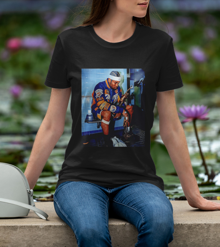 OKC Thunder Shai Gilgeous Alexander Back 2 Back MVP 2026 Locker Room Photo T-Shirt