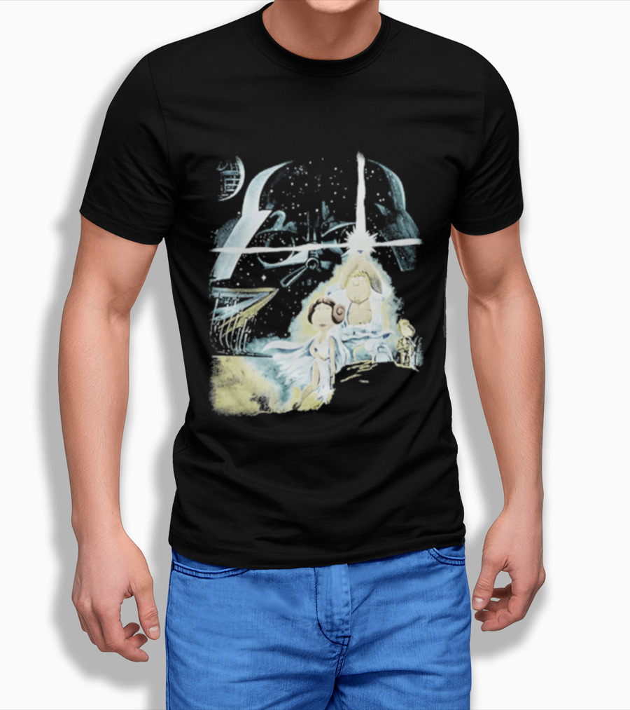Star Wars Family Guy Princess Leia Lightsaber Spaceship Moon T-Shirt