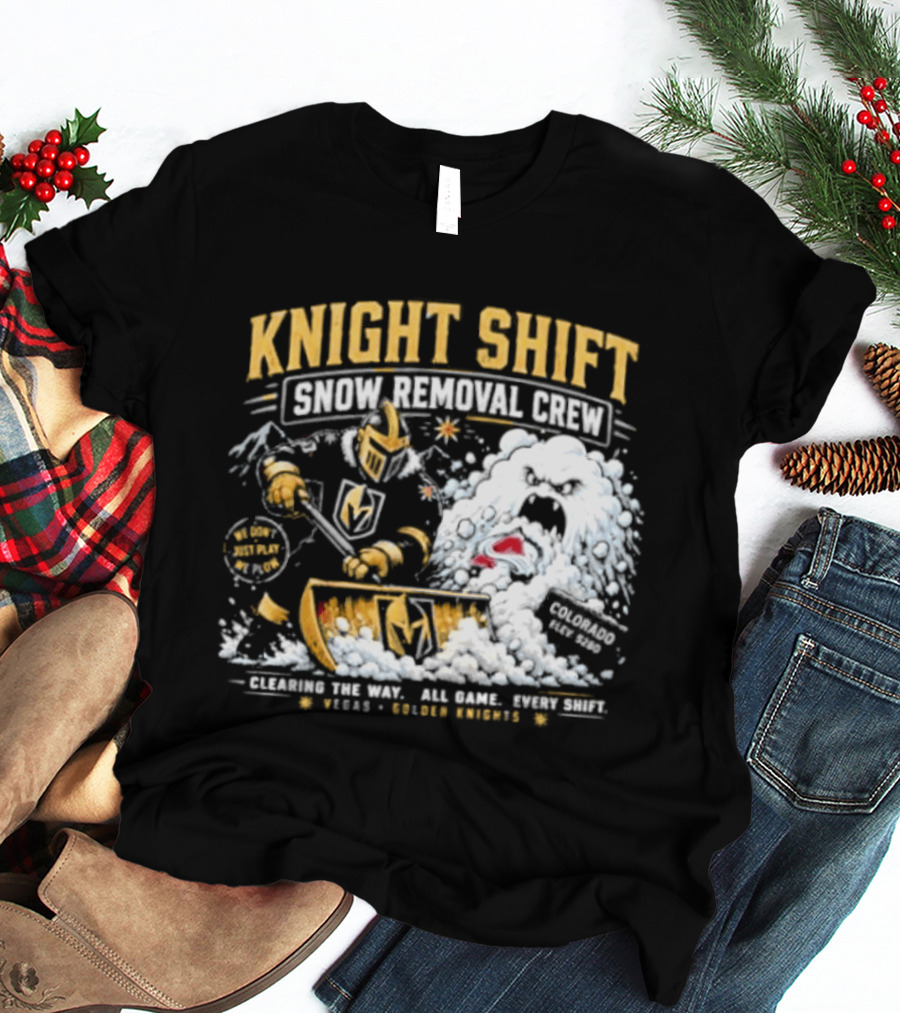 Vegas Golden Knights Knight Shift Snow Removal Crew Vs Colorado Avalanche Snow Battle T-Shirt