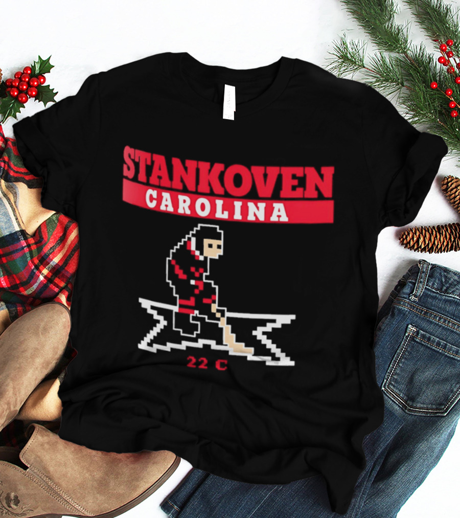 Logan Stankoven Carolina Hurricanes 22C Pixel Hockey T-Shirt