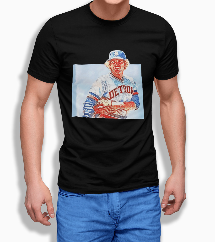Detroit Tigers Mark Fidrych Vintage Baseball T-Shirt