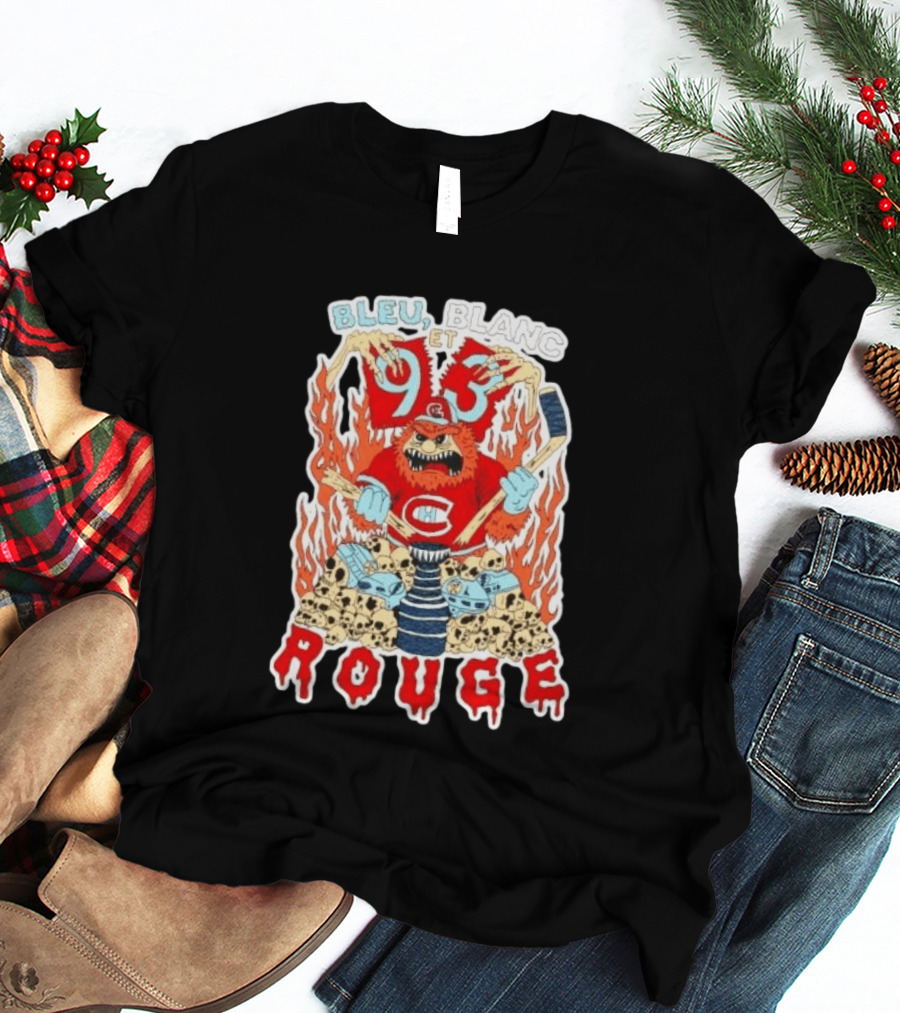 Bleu Blanc Et Rouge 93 Canadiens Hockey Monster T-Shirt