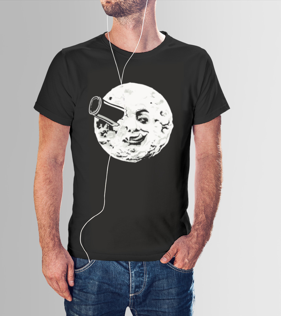A Creamy Trip To The Moon Face Icon Rocket Classic Vintage Movie Scene T-Shirt