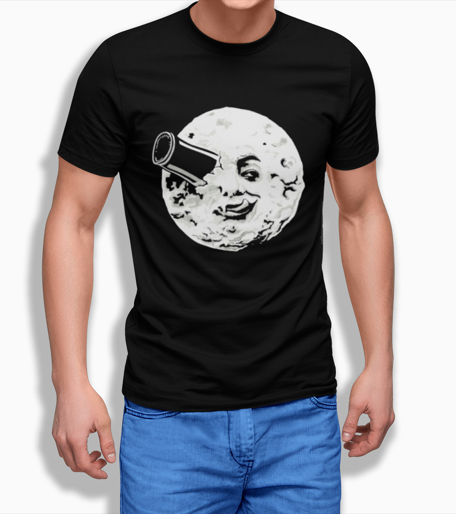 A Creamy Trip To The Moon Face Icon Rocket Classic Vintage Movie Scene T-Shirt