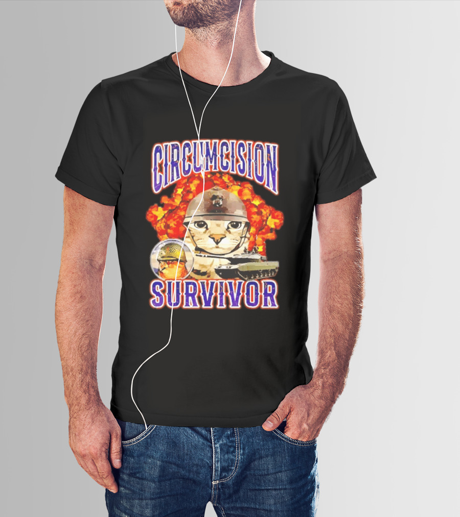 Circumcision Survivor Cat Explosion Tank Helmet T-Shirt