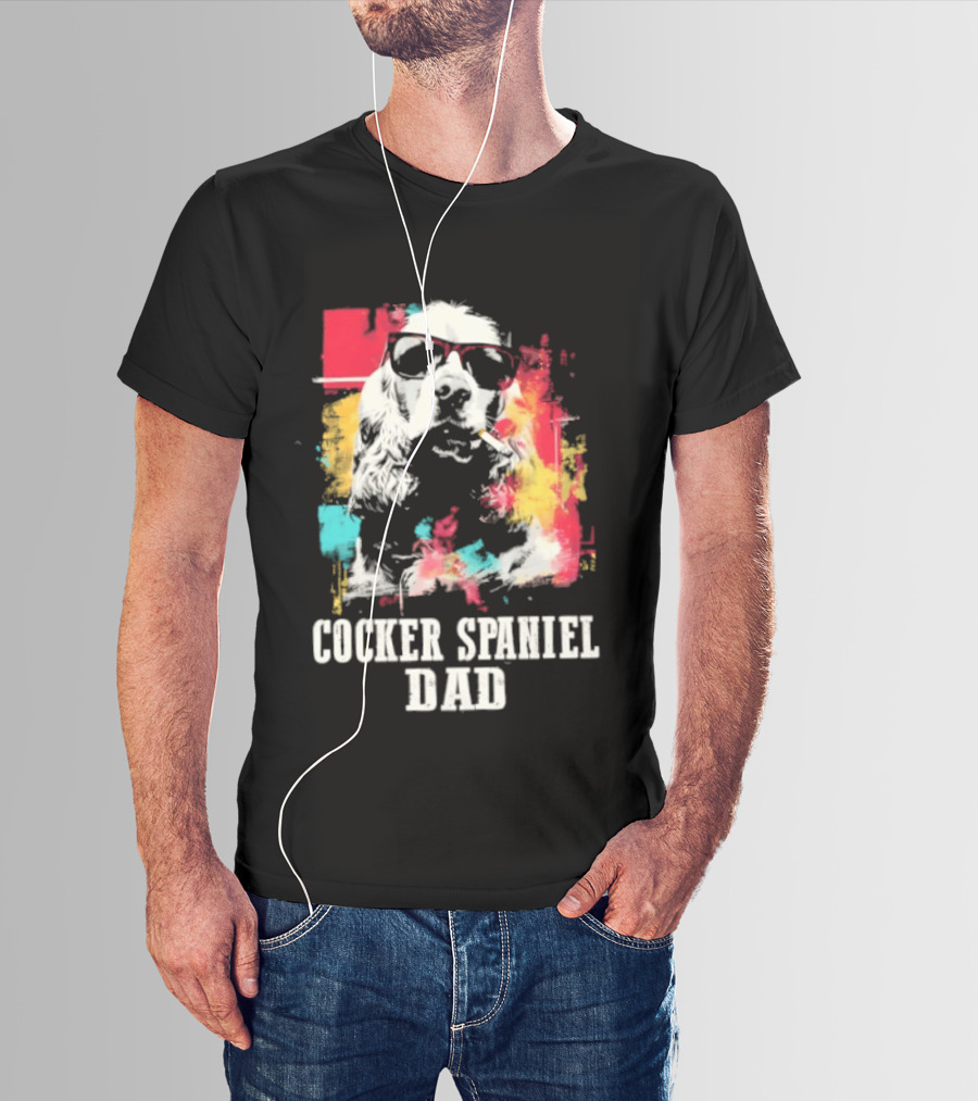 Cocker Spaniel Dad Colorful Sunglasses Father's Day 2026 T-Shirt