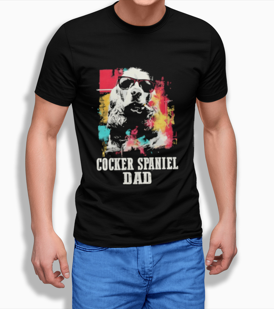 Cocker Spaniel Dad Colorful Sunglasses Father's Day 2026 T-Shirt